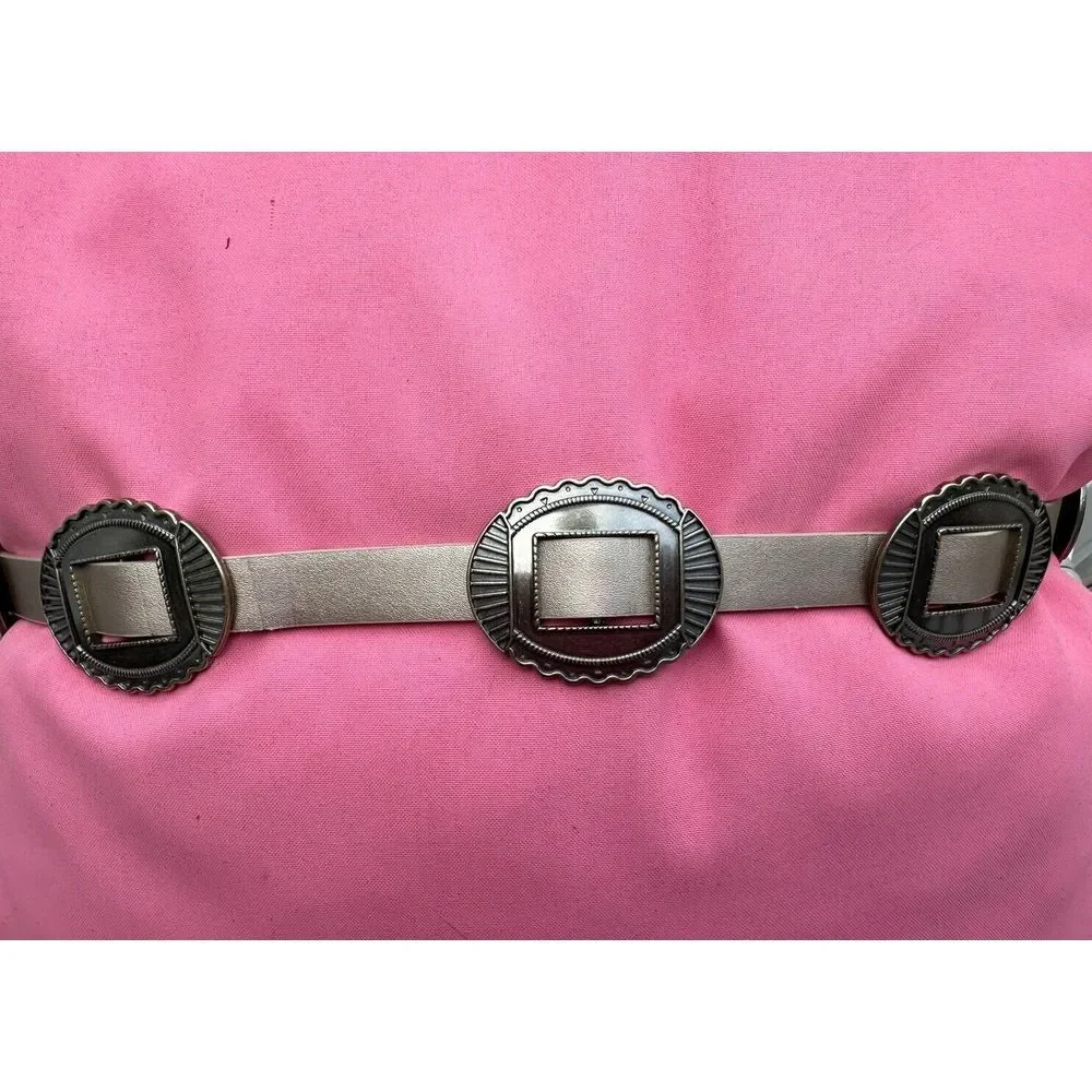 BCBG Boho Western L/XL Champagne Color Belt‎ with Brass Tone Metal Detail NWT